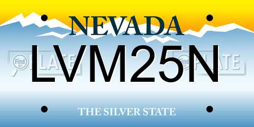 LVM25N Nevada License Plate