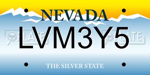 LVM3Y5 Nevada License Plate