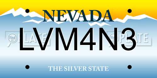 LVM4N3 Nevada License Plate