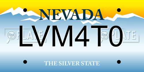 LVM4T0 Nevada License Plate