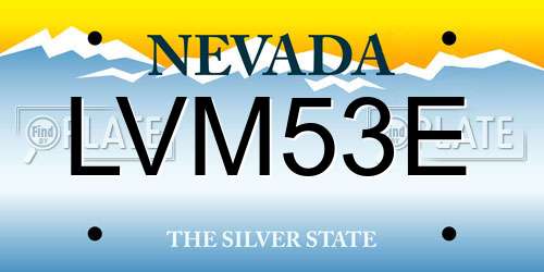 LVM53E Nevada License Plate