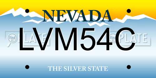 LVM54C Nevada License Plate