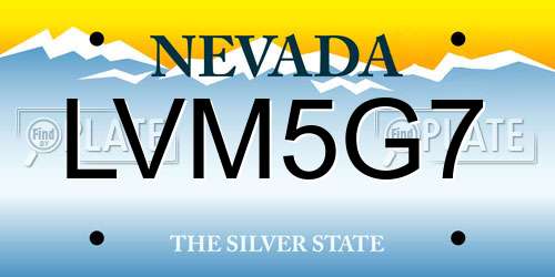 LVM5G7 Nevada License Plate