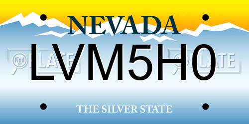 LVM5H0 Nevada License Plate
