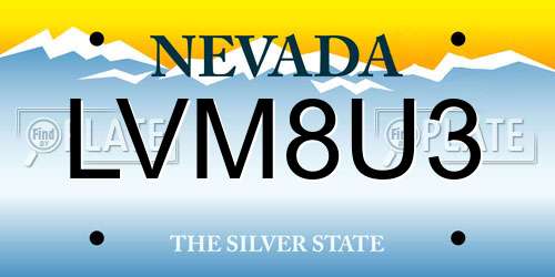 LVM8U3 Nevada License Plate