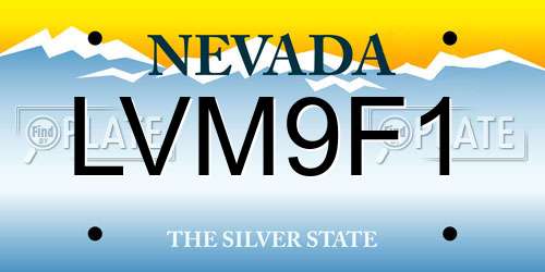 LVM9F1 Nevada License Plate