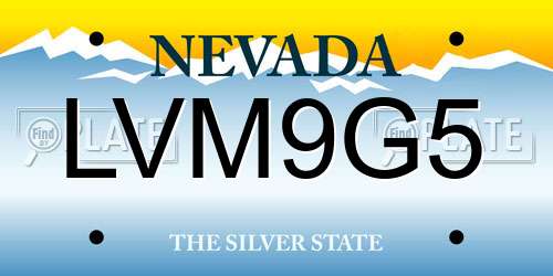 LVM9G5 Nevada License Plate