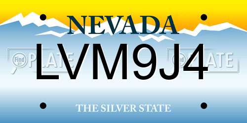 LVM9J4 Nevada License Plate