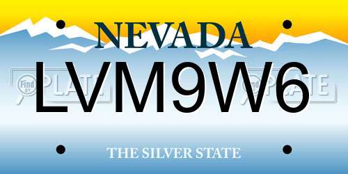 LVM9W6 Nevada License Plate