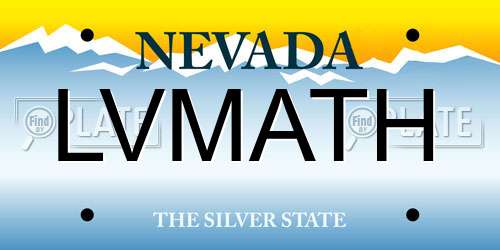 LVMATH Nevada License Plate
