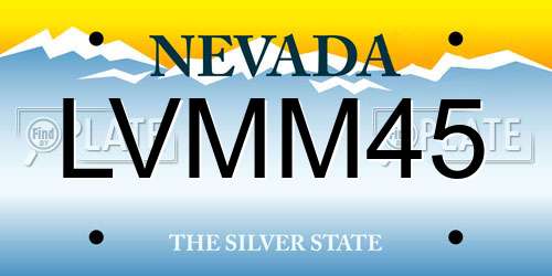 LVMM45 Nevada License Plate