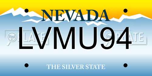 LVMU94 Nevada License Plate
