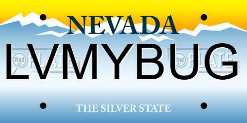 LVMYBUG Nevada License Plate
