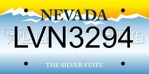 LVN3294 Nevada License Plate