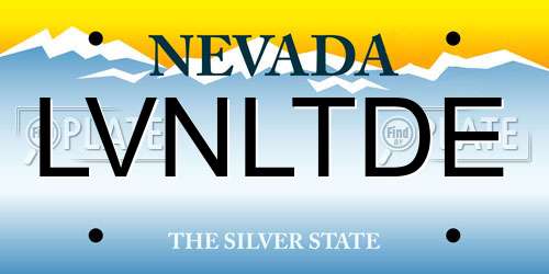 LVNLTDE Nevada License Plate
