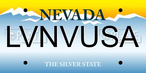 LVNVUSA Nevada License Plate