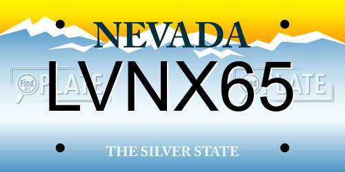 LVNX65 Nevada License Plate