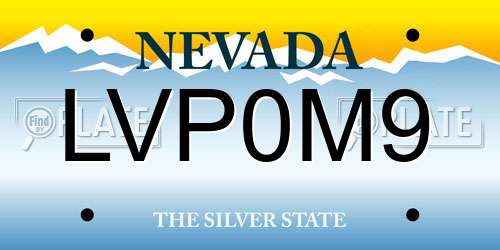 LVP0M9 Nevada License Plate