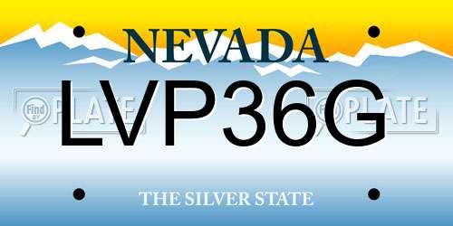 LVP36G Nevada License Plate