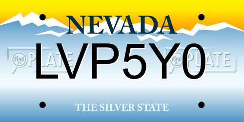 LVP5Y0 Nevada License Plate