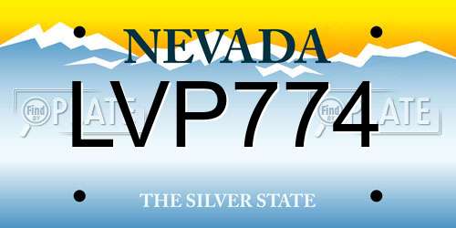 LVP774 Nevada License Plate