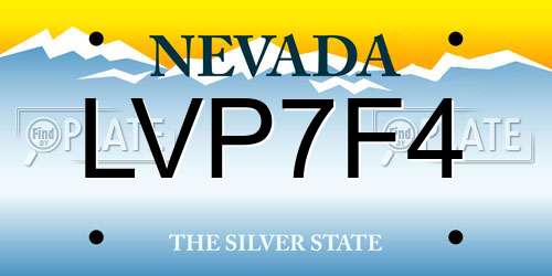 LVP7F4 Nevada License Plate