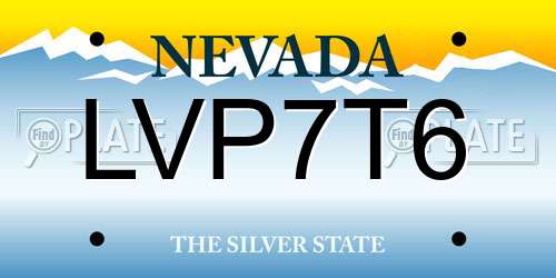 LVP7T6 Nevada License Plate