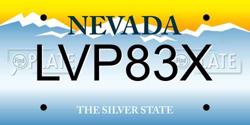 LVP83X Nevada License Plate
