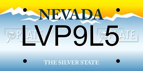 LVP9L5 Nevada License Plate