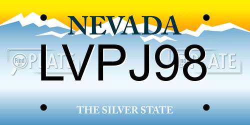 LVPJ98 Nevada License Plate