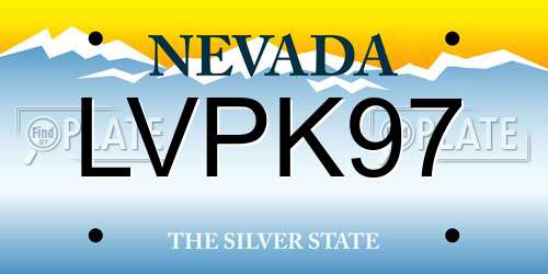 LVPK97 Nevada License Plate