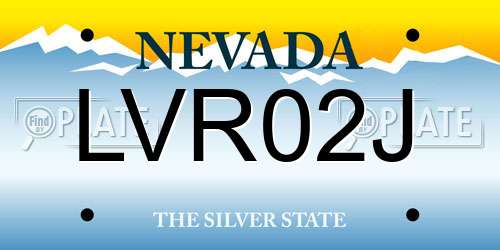 LVR02J Nevada License Plate