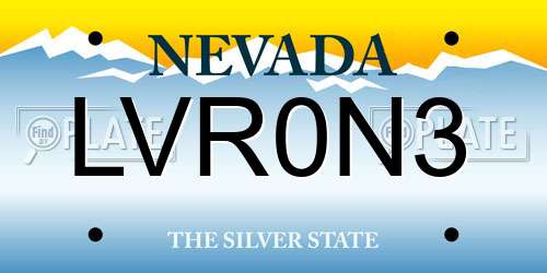 LVR0N3 Nevada License Plate