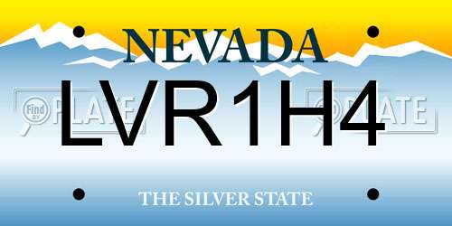 LVR1H4 Nevada License Plate