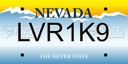 LVR1K9 Nevada License Plate