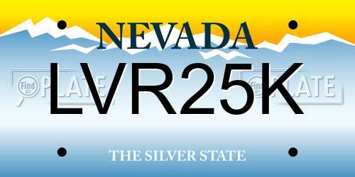 LVR25K Nevada License Plate