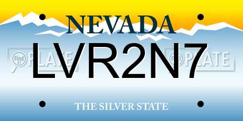 LVR2N7 Nevada License Plate
