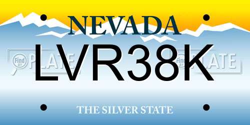 LVR38K Nevada License Plate