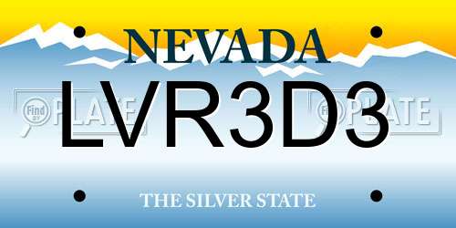 LVR3D3 Nevada License Plate