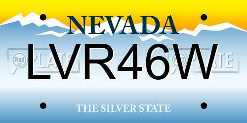 LVR46W Nevada License Plate