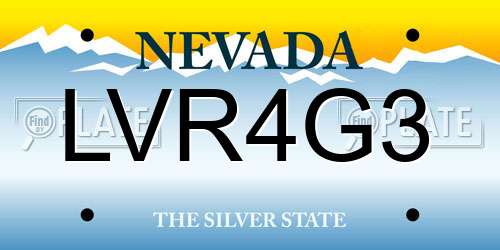 LVR4G3 Nevada License Plate
