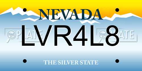 LVR4L8 Nevada License Plate