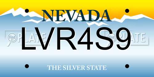 LVR4S9 Nevada License Plate