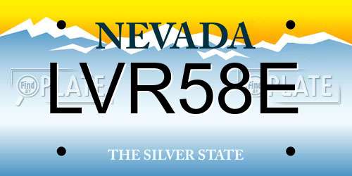 LVR58E Nevada License Plate