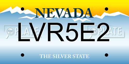 LVR5E2 Nevada License Plate