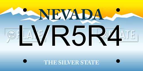 LVR5R4 Nevada License Plate