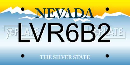 LVR6B2 Nevada License Plate