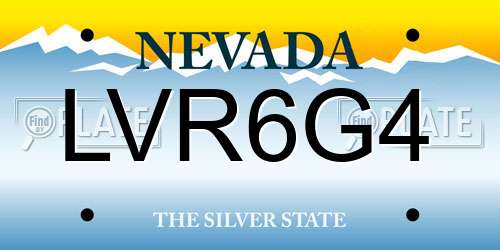 LVR6G4 Nevada License Plate