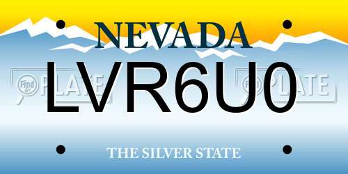 LVR6U0 Nevada License Plate