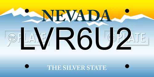 LVR6U2 Nevada License Plate
